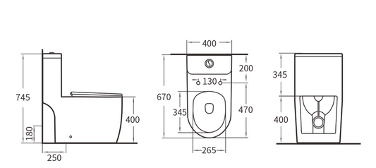 VITI Washdown Spinning Flush WC Complete Set with UF Seat Cover and P to S Connector (S-150mm) - White