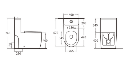 VITI Washdown Spinning Flush WC Complete Set with UF Seat Cover and P to S Connector (S-150mm) - White