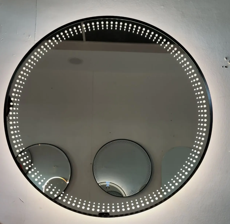 LED Sensor Round with Aluminium Frame Mirror- Black 800mm