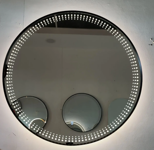 LED Sensor Round with Aluminium Frame Mirror- Black 800mm