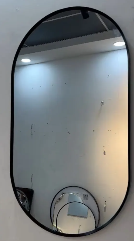 Aluminium Mirror with 28mm Frame - Black Pill Shape