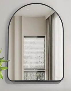 Arch Shape Aluminium Mirror - Black
