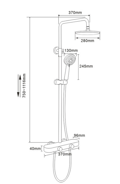 Exposed Shower Bar Set - Matt Gold