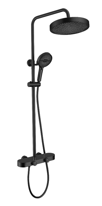 Exposed Shower Bar Set - Matt Black