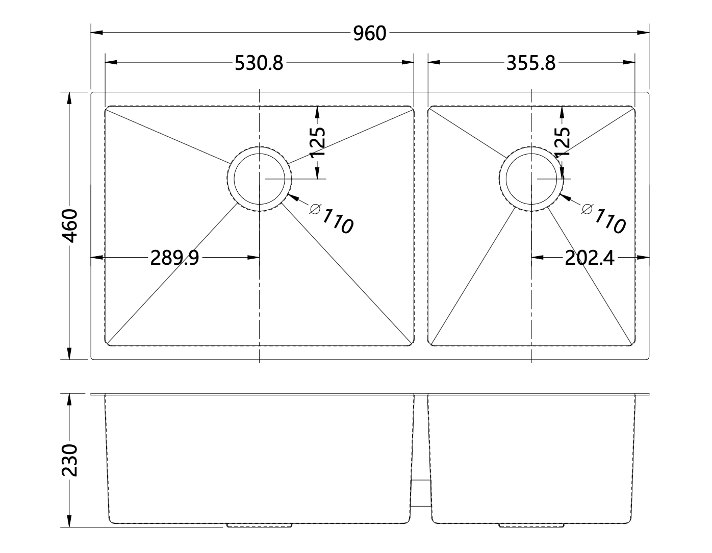 SUS304 Double Bowl Sink SUS304 Double Bowl Kitchen Sink c/w Roll-Up Rack & Basket - Satin
