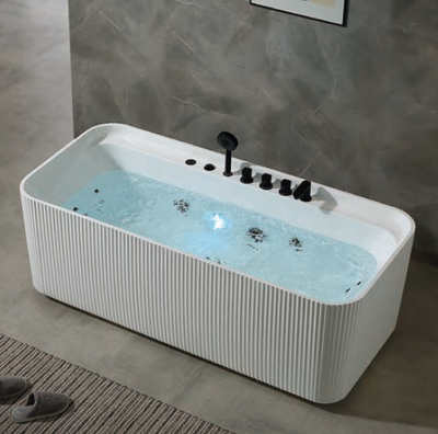 Massage Bath Tub with faucet c/w 4 pcs middle jets, 8 pcs small jets and 1pc underwater light