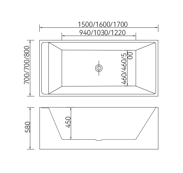 Massage Bath Tub with faucet c/w 4 pcs middle jets, 8 pcs small jets and 1pc underwater light