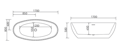 Free Standing Bathtub c/w Waste - White