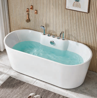Free Standing Bathtub c/w faucet and waste - White
