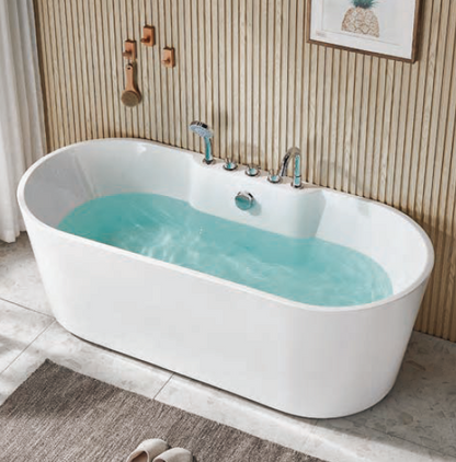 Free Standing Bathtub c/w faucet and waste - White