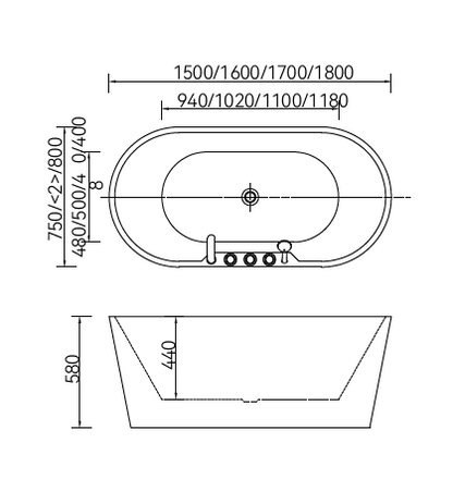 Free Standing Bathtub c/w faucet and waste - White