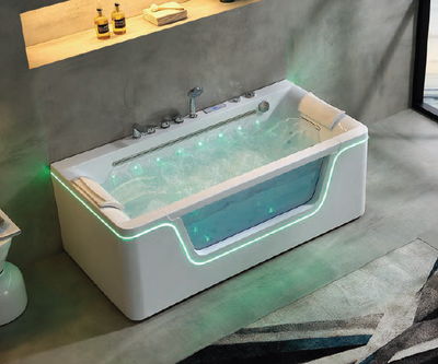 Massage Bath Tub with faucet and waste c/w 4pcs middle jets, 12pcs small jets and 10pcs air jets