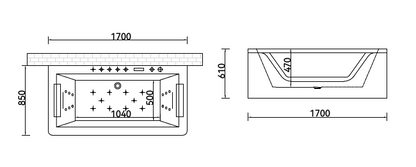 Massage Bath Tub with faucet and waste c/w 4pcs middle jets, 12pcs small jets and 10pcs air jets