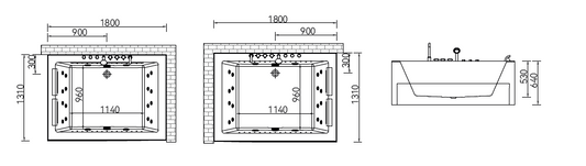 Massage Bath Tub (Right) with faucet c/w 4pcs big jets and 16pcs small jets