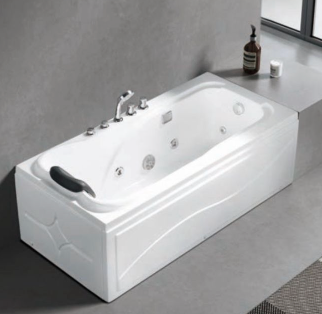 Massage Bath Tub with Faucet and Waste c/w 4pcs Big Jets and 5 pcs Small Jets - White