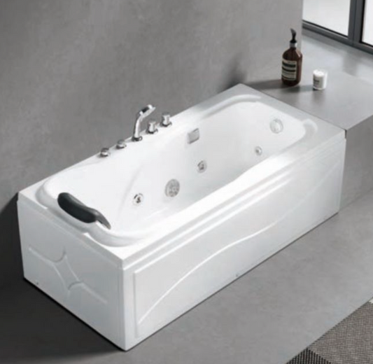 Massage Bath Tub with Faucet and Waste c/w 4pcs Big Jets and 5 pcs Small Jets - White
