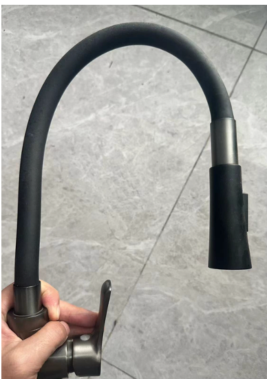 SUS304 Flexible Black Silicone Wall Sink Tap - Satin