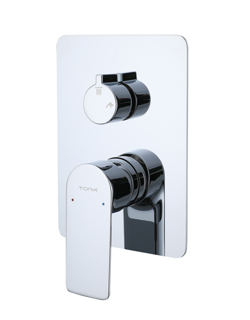 Three Way Concealed Bath Mixer with Diverter - Chrome