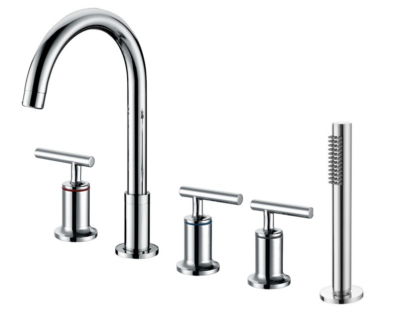 Bathtub Mixer 5 Hole with Hand Shower - Chrome