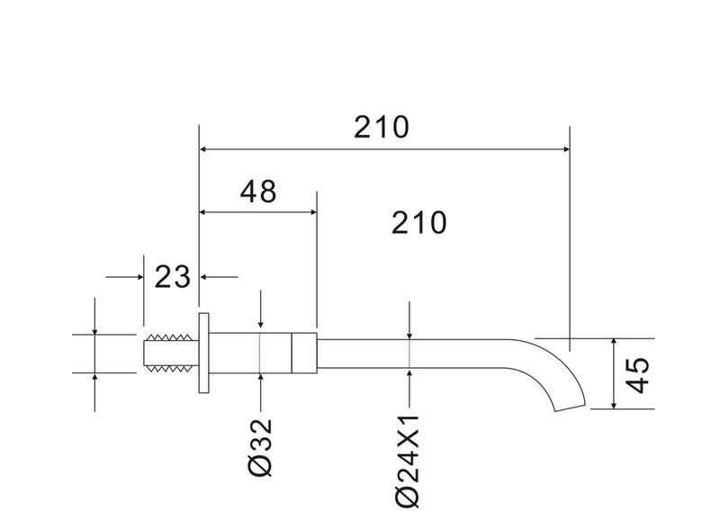 Wall Mounted Spout - Chrome