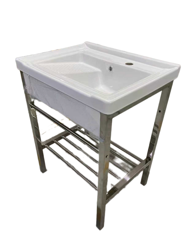 Laundry Basin c/w Stainless Steel Rack Complete Set