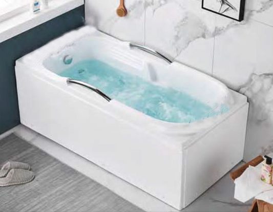 Free Standing Bathtub with Surport and Hand Drill c/w Waste - White