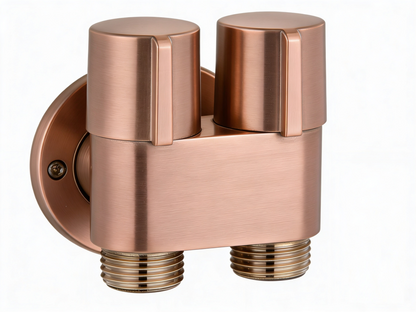 Two Way Angle Valve - Brushed Rose Gold