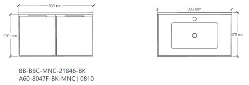 SUS304 Basin Cabinet Set