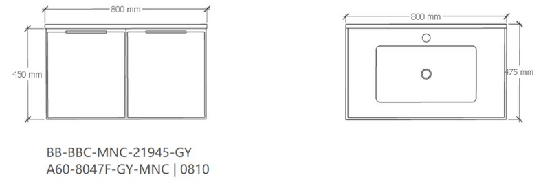 SUS304 Basin Cabinet Set
