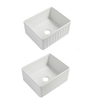 Ceramic Reversible Flat Single Bowl Apron Sink c/w Waste - White
