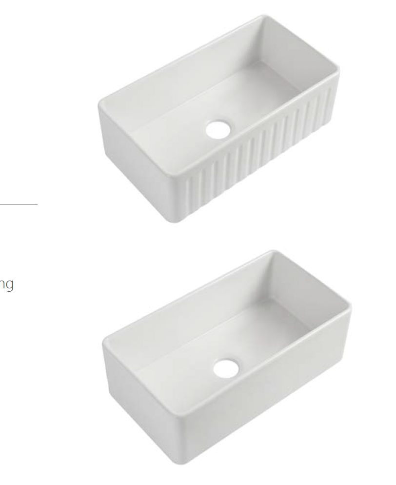 Ceramic Reversible Flat Single Bowl Apron Sink c/w Waste - White