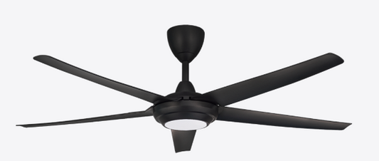 Alpha DC Motor LED Ceiling Fan- (56 ") 5 ABS Blade 12+12 Speed  with Remote control - Matt Black