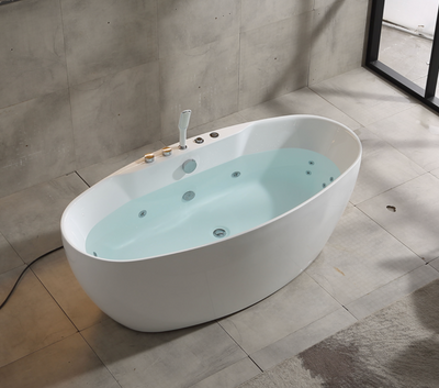 Massage Bath Tub with faucet and waste c/w 4 pcs middle jets and 8 pcs small jets