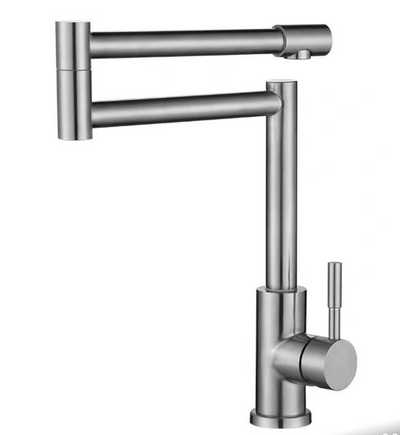 SUS304 Retractable Swivel Pillar Sink Tap - Satin