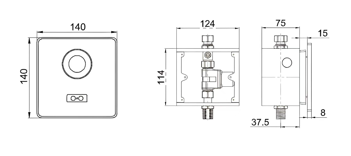 Urinal Sensor Flush Valve (DC+AC) - Chrome