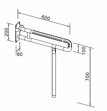 Commercial: Nylon Foldable Grab Bar with Support Stand - White