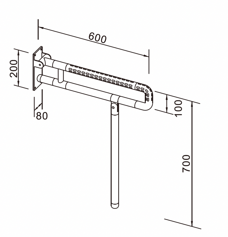 Commercial: Nylon Foldable Grab Bar with Support Stand - White