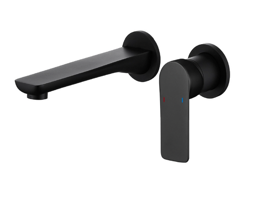 Wall Mounted 2 Hole Basin Mixer - Matt Black