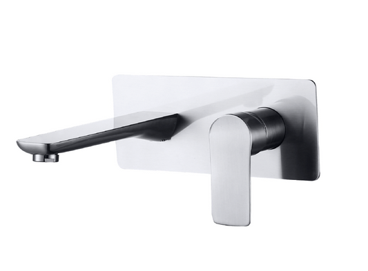 Wall Mounted 2 Hole Basin Mixer with Backplate - Chrome