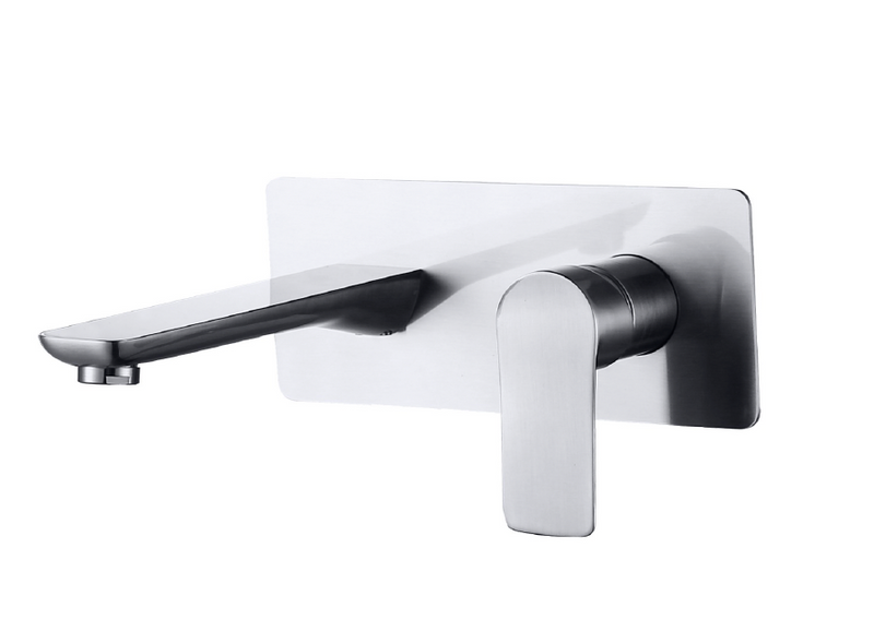 Wall Mounted 2 Hole Basin Mixer with Backplate - Chrome