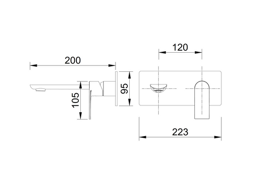 Wall Mounted 2 Hole Basin Mixer with Backplate - Grey