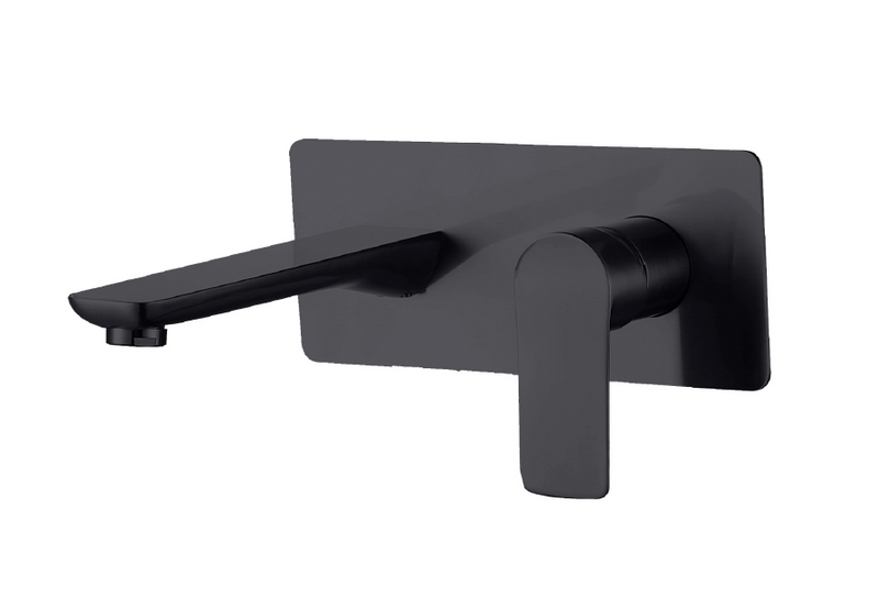 Wall Mounted 2 Hole Basin Mixer with Backplate - Matt Black