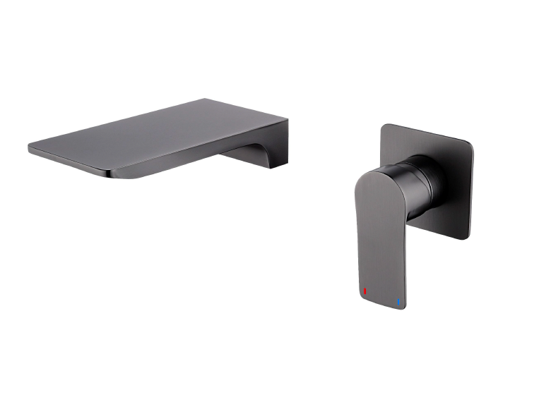 Wall Mounted 2 Hole Basin Mixer - Grey