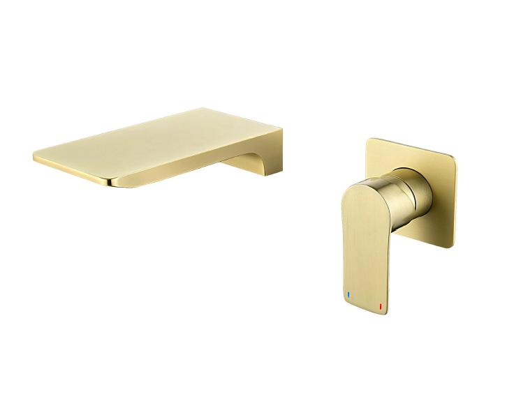 Wall Mounted 2 Hole Basin Mixer - Matt Gold
