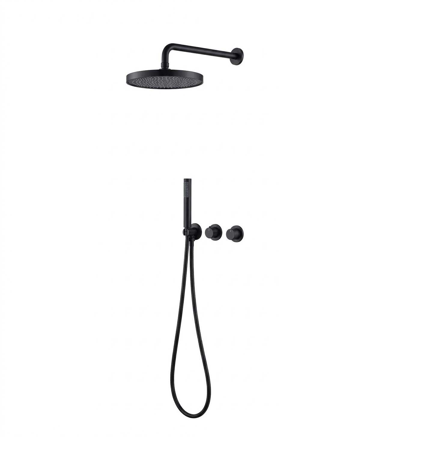 Two Function Conceal Bath Diverter Set c/w Rain Shower Set and Hand Shower Set - Matt Black