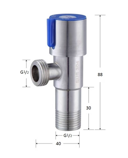 Commercial: Angle Valve with Red Indicator - Satin