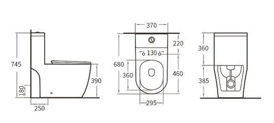 VIZION Washdown Spinning Flush WC Complete Set with UF Seat Cover and P to S Connector (S-150mm) - White