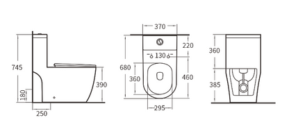 VIZION Washdown Spinning Flush WC Complete Set with UF Seat Cover (P-180mm) - White