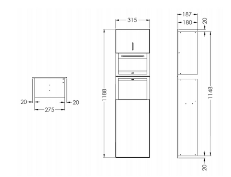 SS Paper Towel Dispenser & Waste Receptacle