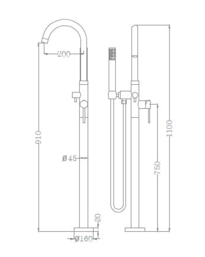 Standalone Bath Mixer - Chrome